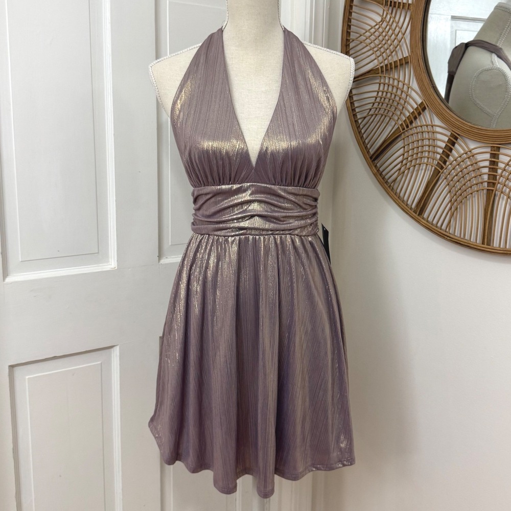 Wild Fable Halter Mini Dress NEW XS Shimmer Metallic Fairycore Party Festival